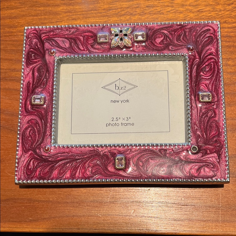 b.x2 New York Pewter, Enamel, & Swarovski Crystal Picture Frame - Picture 5 of 8